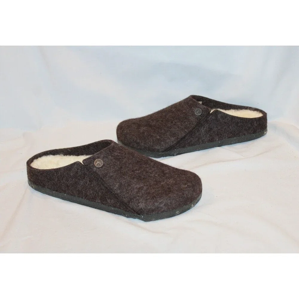 BIRKENSTOCK Men's Zermatt Shearling Mocha Brown Wool Felt Clogs EU 42 REGULAR